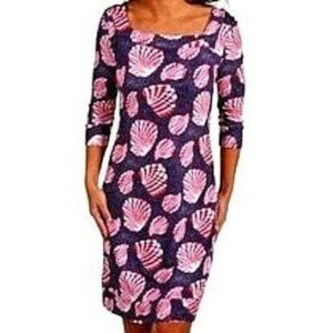 Lilly Pulitzer Newport Dress "Great Escape" Seashells Red/White/Blue - S